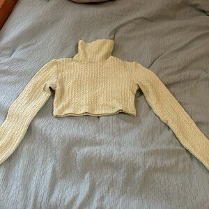 Bershka Cream Knit Crop Top